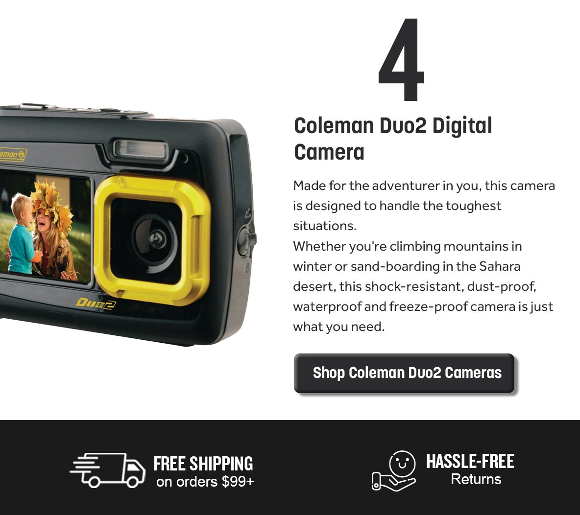 Coleman Duo2 Dual-Screen Waterproof Digital Camera - Yellow