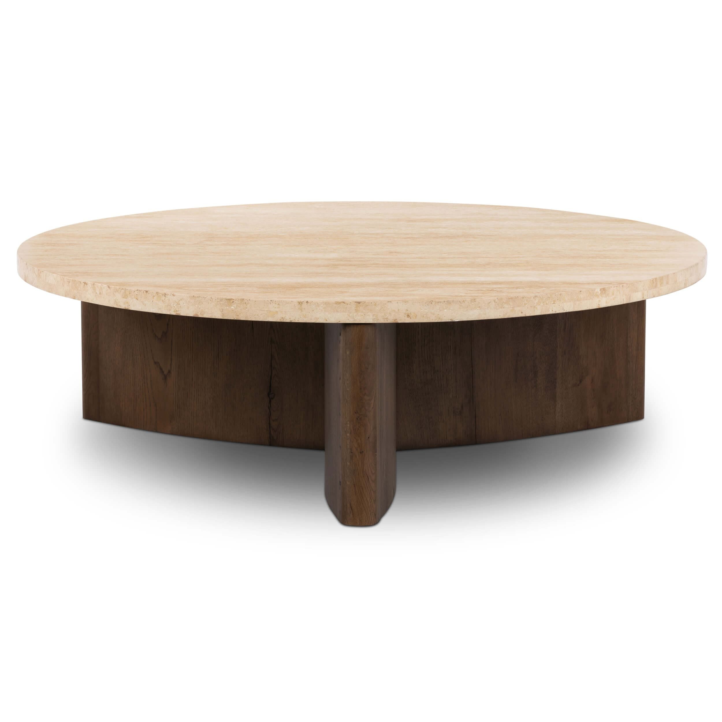 Image of Toli Coffee Table, Travertine/Rustic Fawn