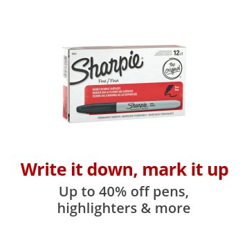 Write it down, mark it up Up to 40% off pens, highlighters & more