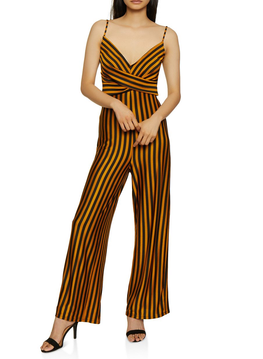 Striped Twist Front Palazzo Jumpsuit