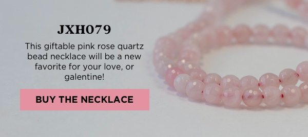 This giftable pink rose quartz bead necklace will be a new favorite for your love, or galentine!