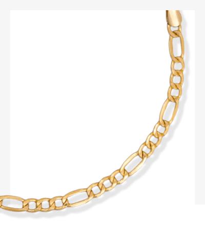 Hollow Figaro Chain Bracelet 3.55mm 14K Yellow Gold 7.5”