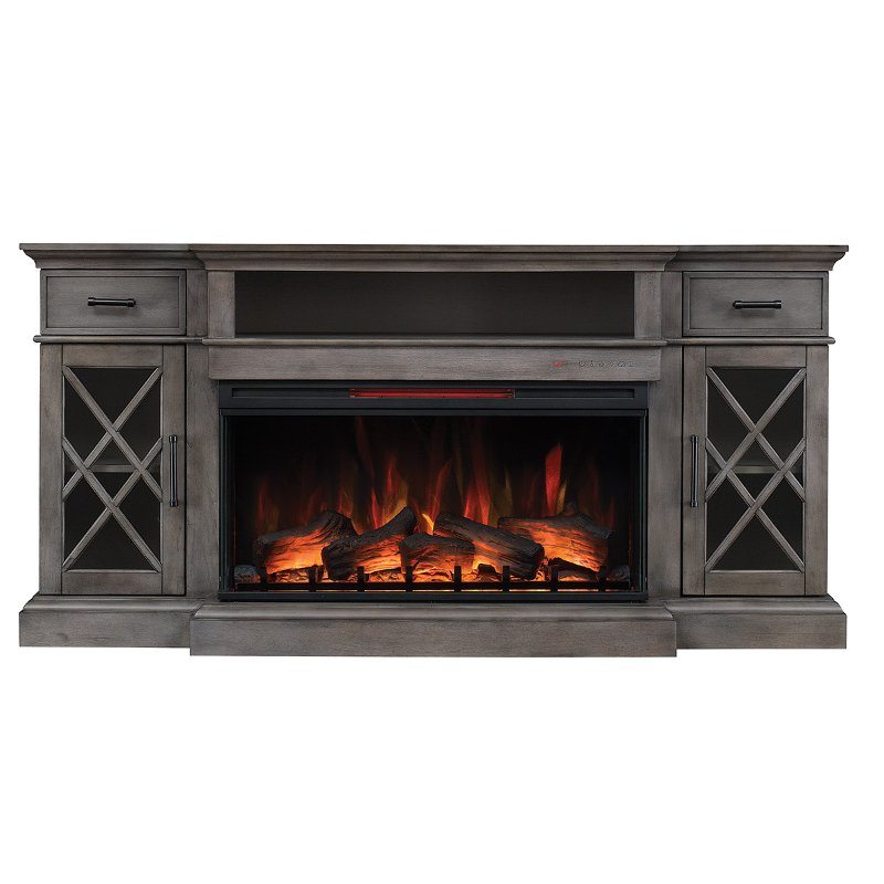 Hamilton 70 Inch Weathered Gray Fireplace TV Stand