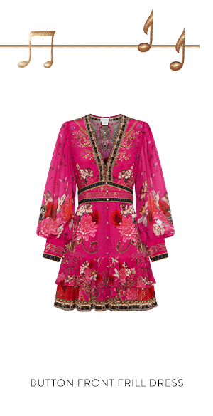 Button front frill dress What Happens On Tour