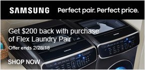 Get $200 back with purchase of Samsung Flex Laundry Pair