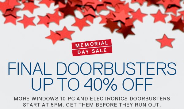 FINAL DOORBUSTERS UP TO 40% OFF