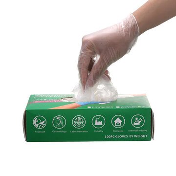 Slimerence PVC Disposable Transparent Gloves, Food Grade Gloves Cleaning Gloves Powder Free for Housework Food Processing Catering 100Pcs L