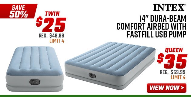 ''Intex 14'''' Dura-Beam Comfort Airbed with Fastfill USB Pump Twin $25 Queen $35 ''