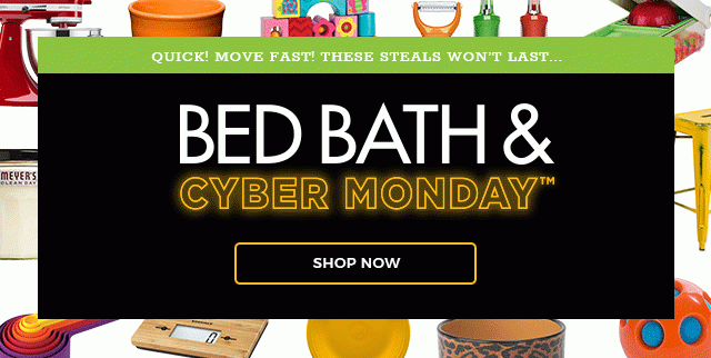 Quick! Move Fast! These Steals Won't Last... Bed Bath & Cyber Monday™ - Shop Now