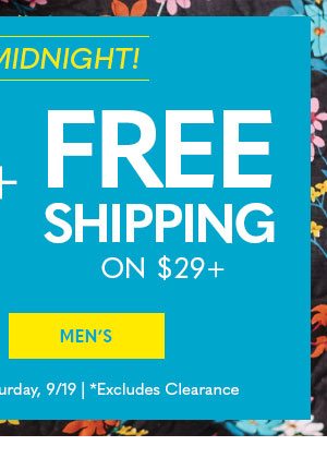 Shop Men's for 30%* off highest-priced item + Free Shipping on $29+