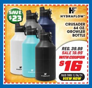 Hydraflow Crusader 64 oz. Growler Bottle