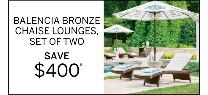 Balencia Bronze Chaise Lounges, Set of Two Save $400*