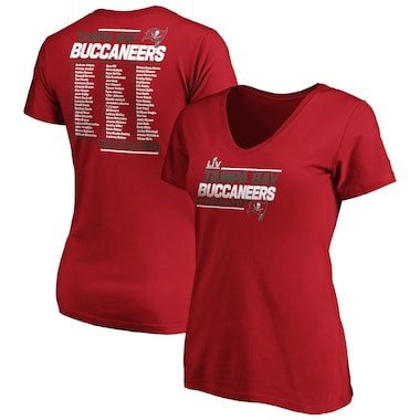Tampa Bay Buccaneers Fanatics Branded Women's Super Bowl LV Bound Play Action Roster V-Neck T-Shirt - Red