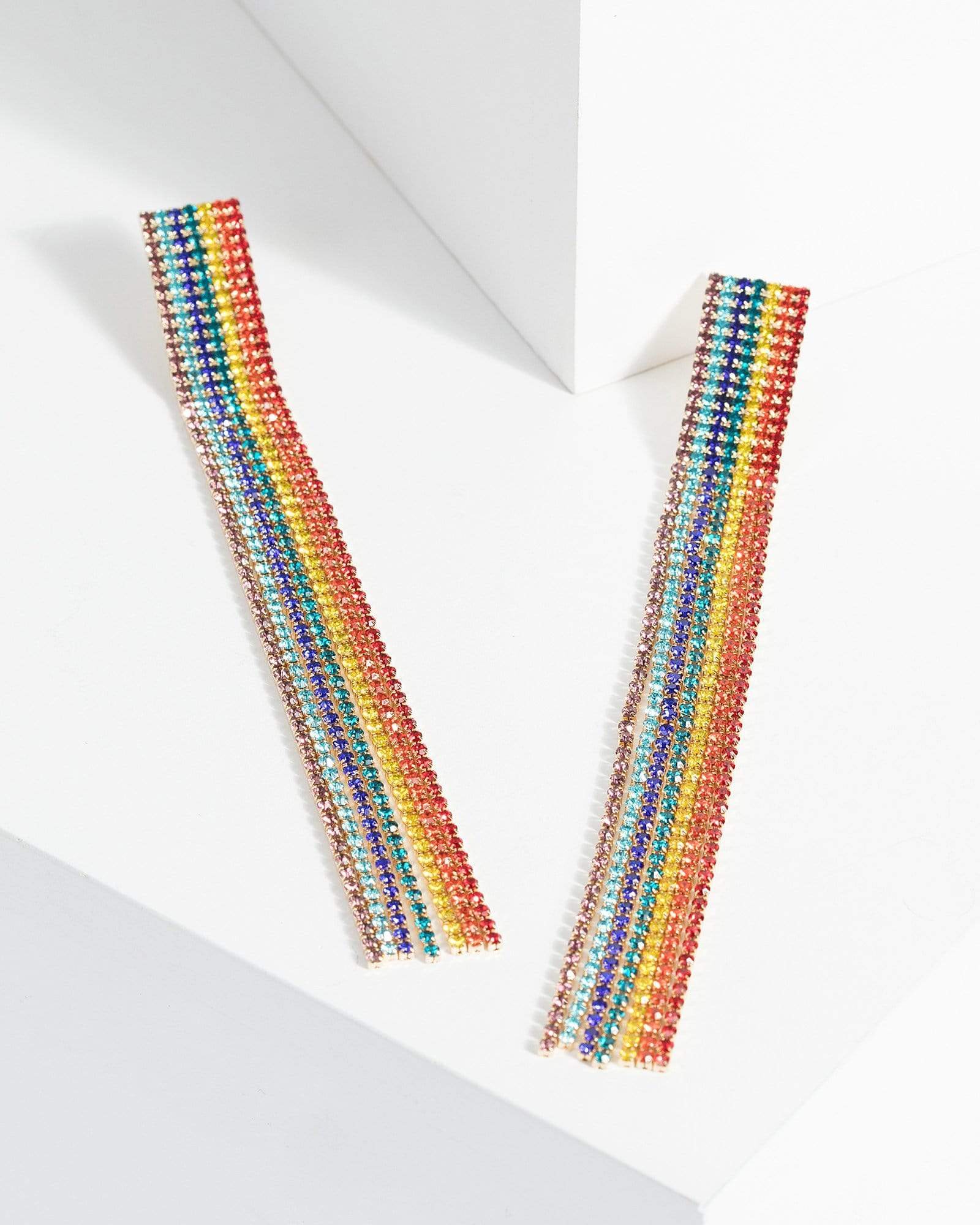 Image of Multi Colour Diamante Statement Earrings