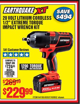 20V Max Lithium 1/2 in. Cordless Xtreme Torque Impact Wrench Kit 