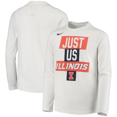 Illinois Fighting Illini Nike Youth Basketball JUST US Bench Long Sleeve T-Shirt – White