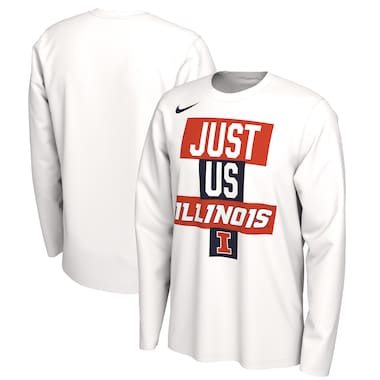 Illinois Fighting Illini Nike 2021 Postseason Basketball JUST US Bench Legend Long Sleeve T-Shirt - White
