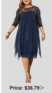 Plus Size Overlay Lace Patchwork Dress 