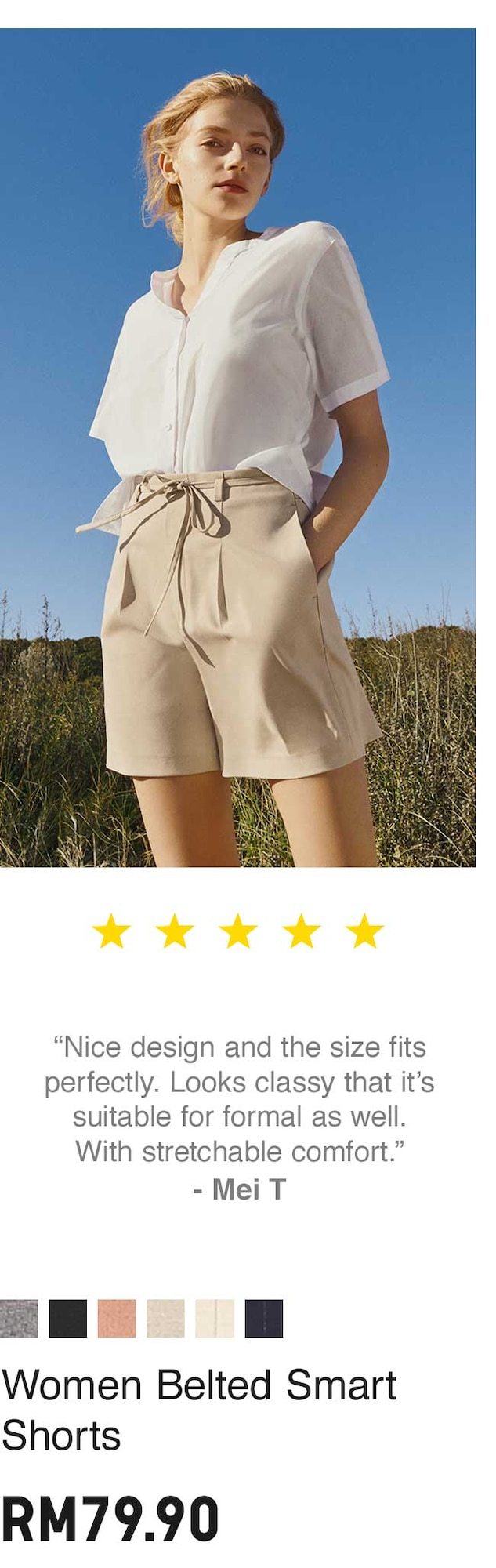 WOMEN BELTED SMART SHORTS