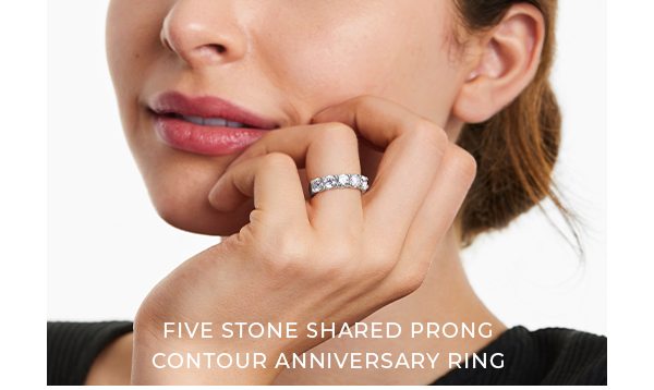 Five Stone Shared Prong Contour Anniversary Ring