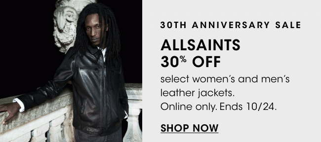 AllSaints 30% Off select leather jackets. 