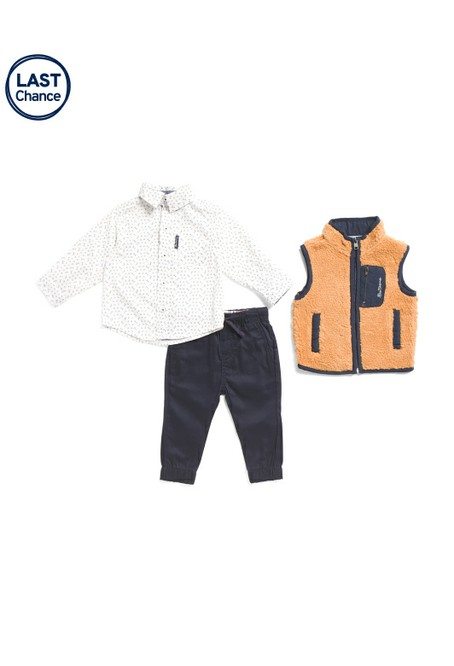 Infant Boys 3pc Sweater Vest And Jogger Set