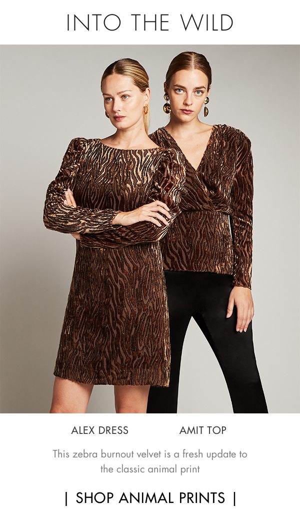 Into The Wild - This zebra burnout velvet is a fresh update to the classic animal print - Alex Dress, Amit Top