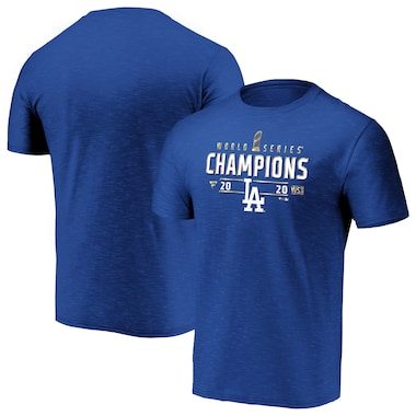 Los Angeles Dodgers Fanatics Branded 2020 World Series Champions Locker Room Space Dye T-Shirt - Royal