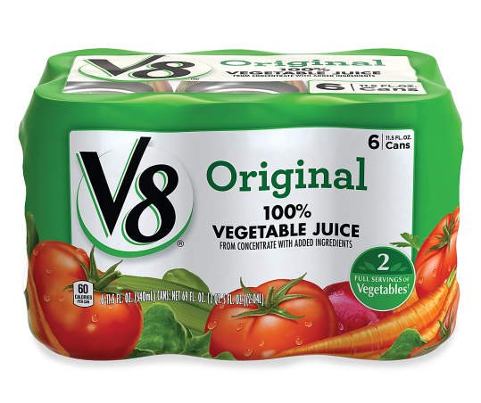 V8 Original 100% Vegetable Juice, 11.5 oz. Can (Pack of 6)