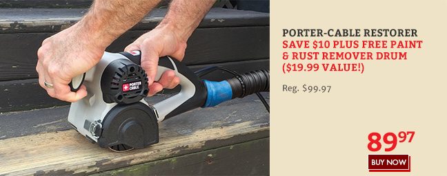 Save $10 plus free paint & rust remover drum fro the Porter-Cable Restorer!