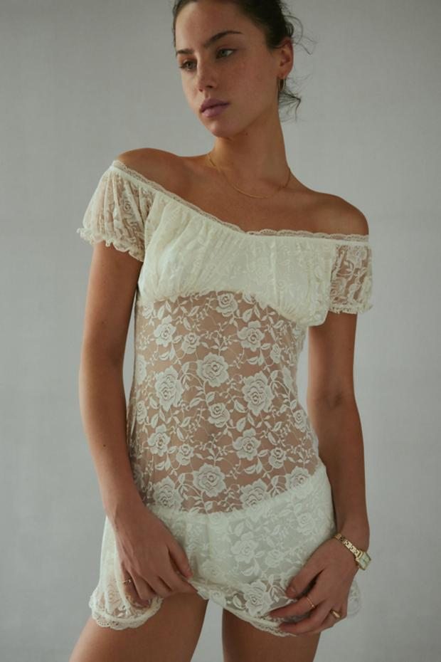 Out From Under Velma Lace Off-The-Shoulder Dress