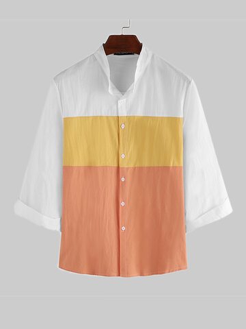 Linen Cotton Contrast Color Shirts