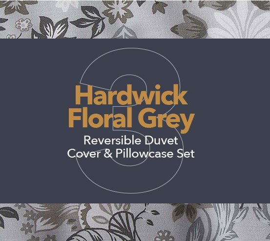 Hardwick Floral Grey Reversible Duvet Cover and Pillowcase Set