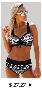 Bowknot Detail Halter Neck Tribal Print Bikini Set 