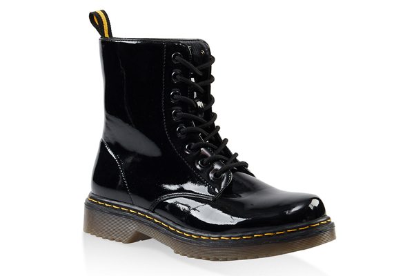 Rubber Sole Lace Up Combat Boots