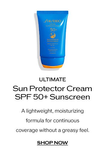 "Shop Ultimate Sun Protector Cream SPF 50+ Sunscreen A lightweight, moisturizing formula for continuous coverage without a greasy feel. "