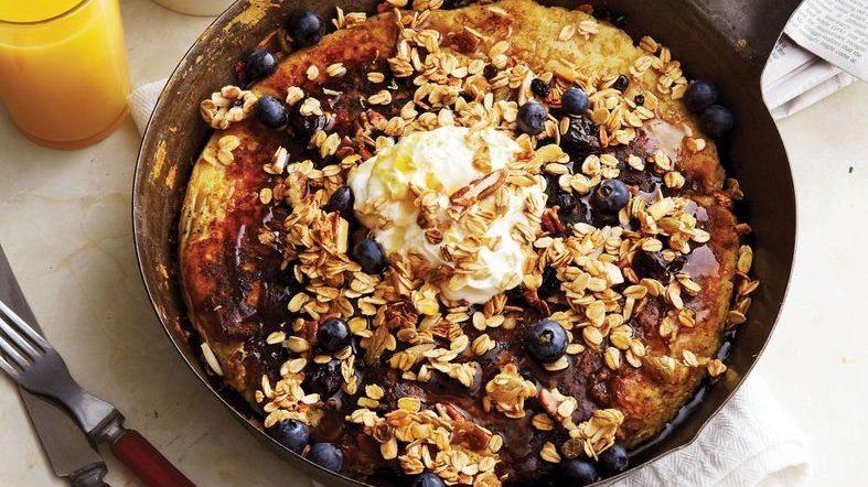 Blueberry Quinoa Pancakes with Lemon Crema