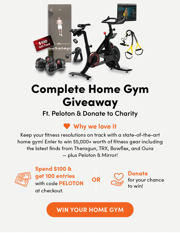 250 Entries For Charity To Win The Peloton Complete Home Gym Giveaway | Donate To Win