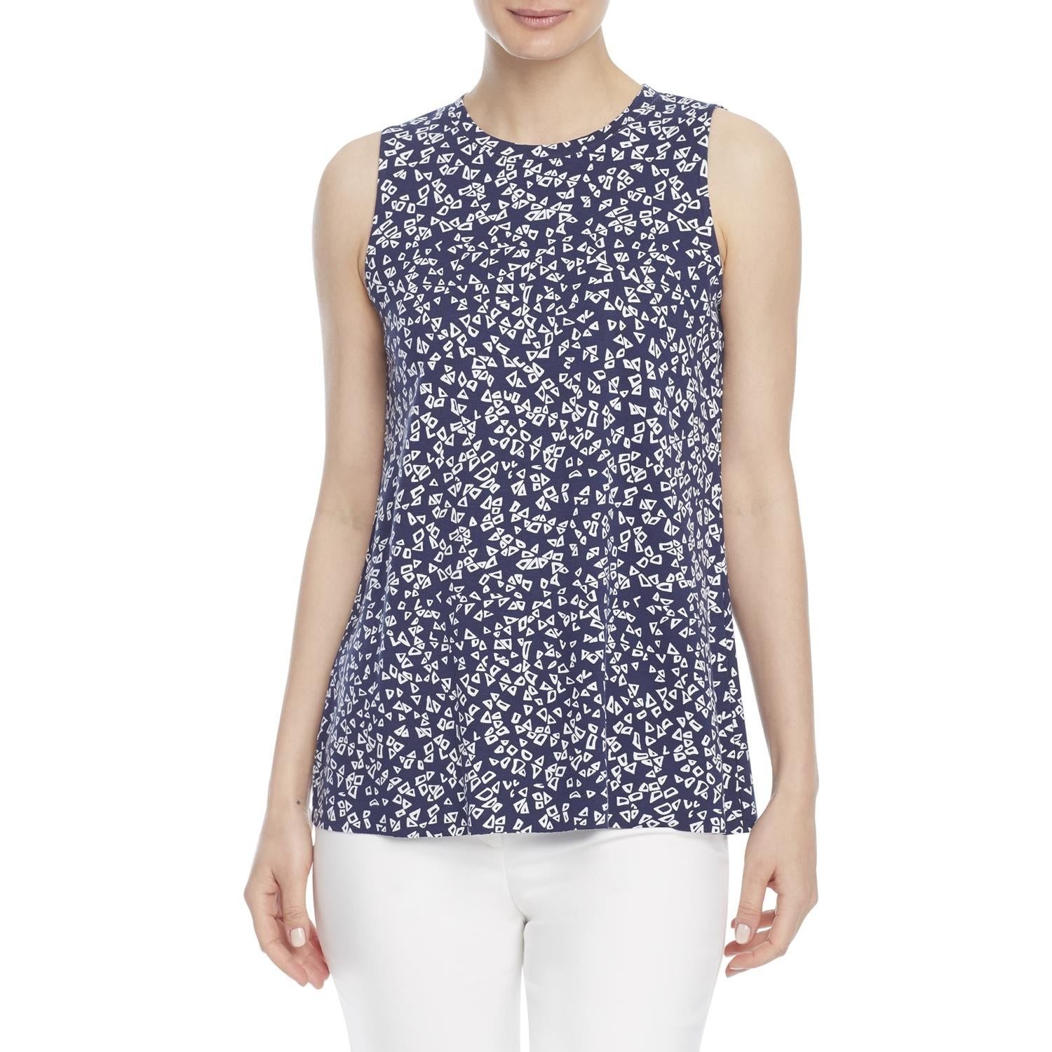 Crew Neck A-Line Top - NEW NAVY/NYC WHITE / S