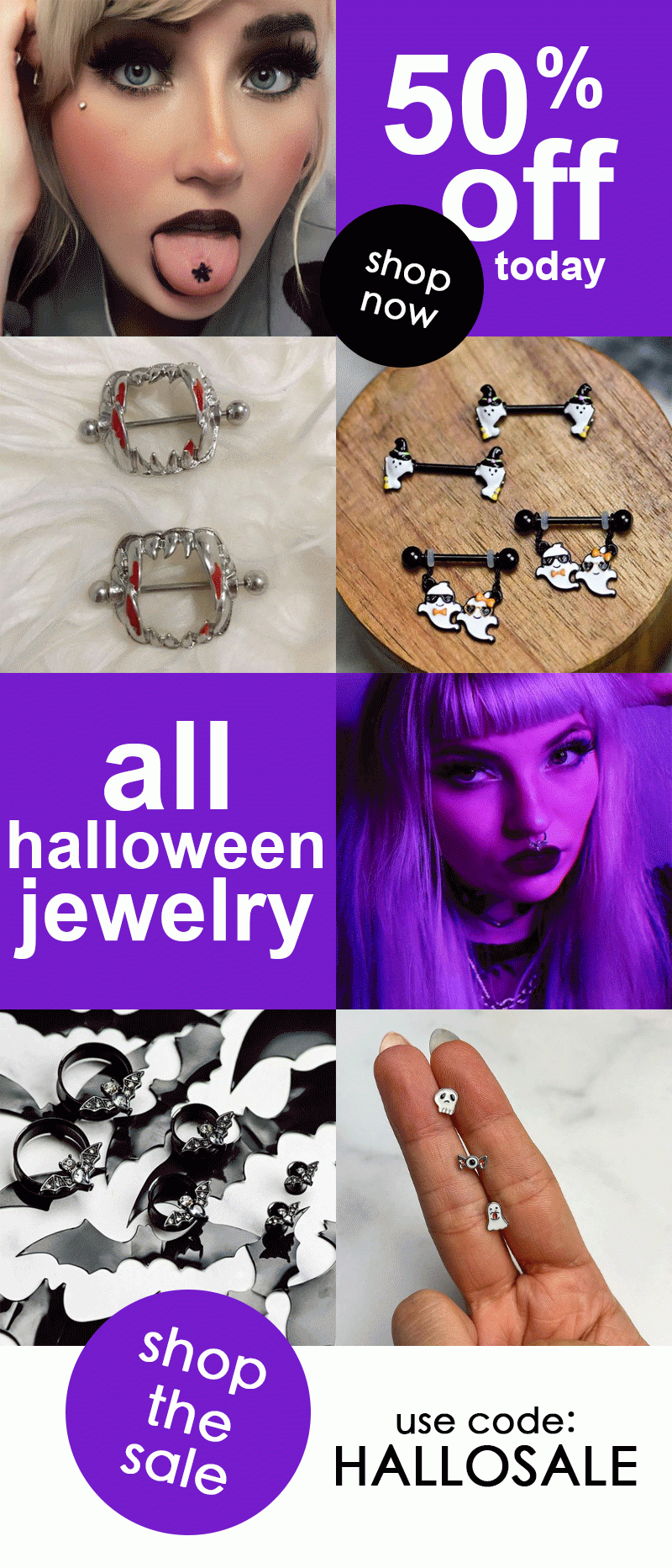 50% Off Halloween Jewelry - Use code: HALLOSALE