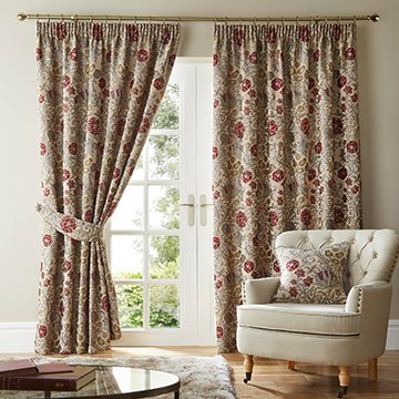 Betsy Natural Chenille Jacquard Pencil Pleat Curtains