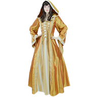 Hooded Renaissance Sorceress Gown - Gold, Large