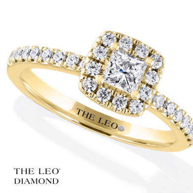 THE LEO Diamond Engagement Ring 5/8 ct tw Princess/Round 14K Yellow Gold