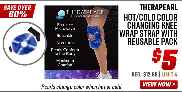 TheraPearl Hot/Cold Color Changing Knee Wrap Strap with Reusable Pack