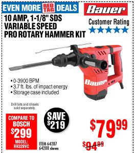 View 1-1/8 in. SDS Variable Speed Pro Rotary Hammer Kit