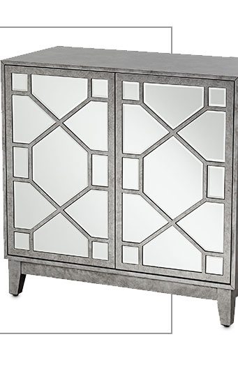 Adana 35" Wide 2-Door Gray Mirrored Cabinet by Studio 55D