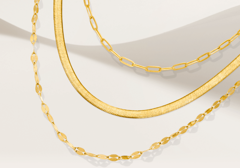 Solid Multi-Layer Necklace 10K Yellow Gold 17''