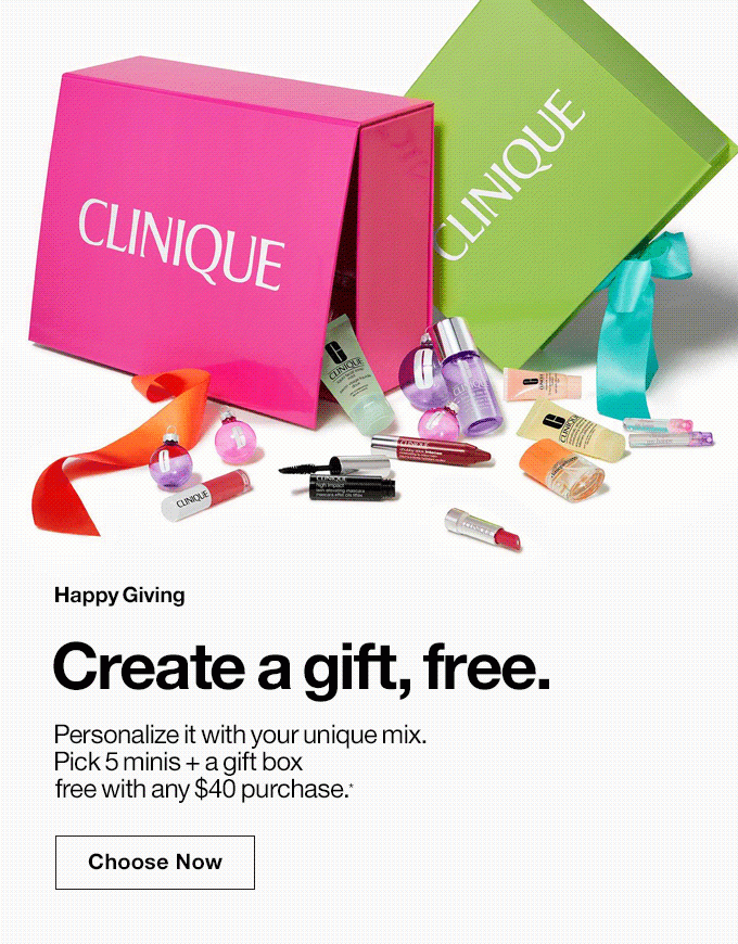  Happy Giving Create a gift, free. Personalize it with your unique mix. Pick 5 minis + a gift box free with any $40 purchase.*