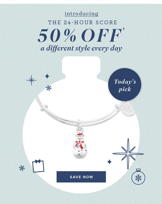 Save 50% on the Snowman Charm Bangle. Today only, online only.