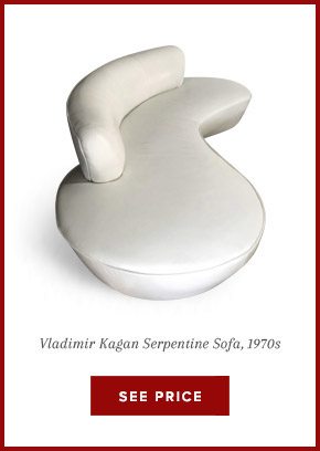 Vladimir Kagan Serpentine Sofa in Original White Leather